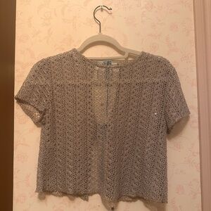 Only Hearts Tan Cropped Blouse Short Sleeve